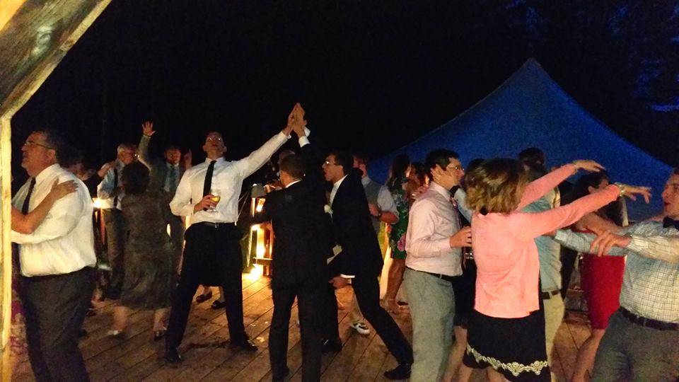Ben and Kasey's wedding reception at Mountain House on Sunday River. Maine Wedding Band Every Other Sunday